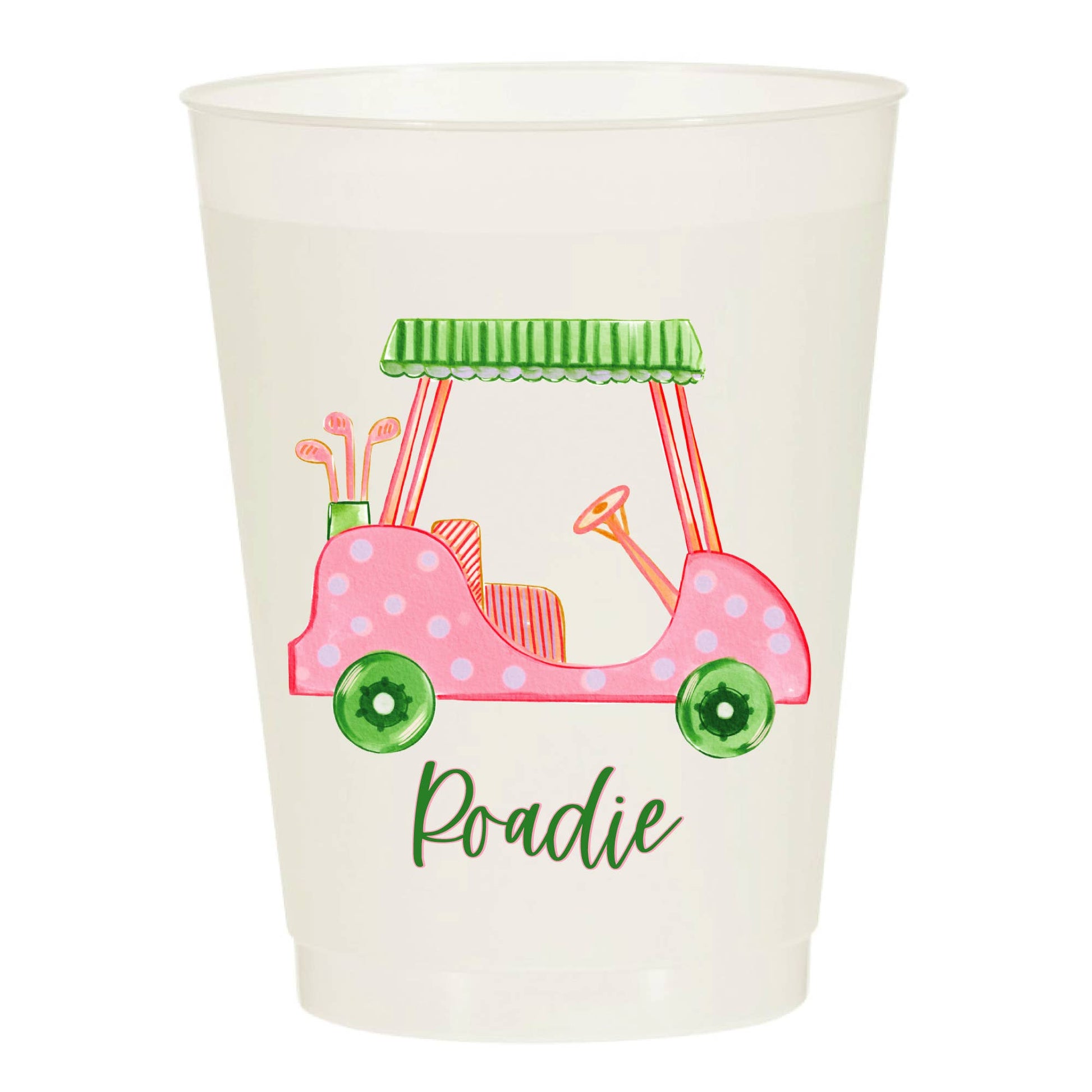 Girly Golf Cart Roadie Pink Masters Frosted Cups - Masters: Pack of 10 - Bria Blair Creative