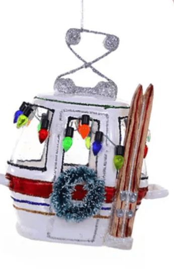 Glass Ski Slope Gondola Glass Ornament - Bria Blair Creative