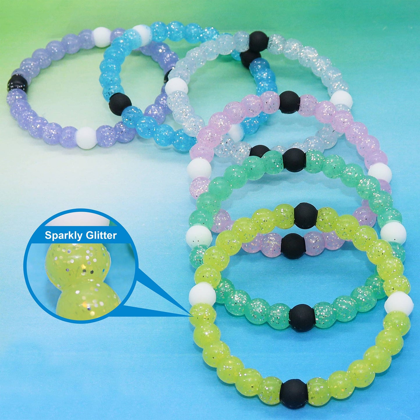 Glitter Silicone Beaded Bubble Bracelets - Assorted Colors - Bria Blair Creative