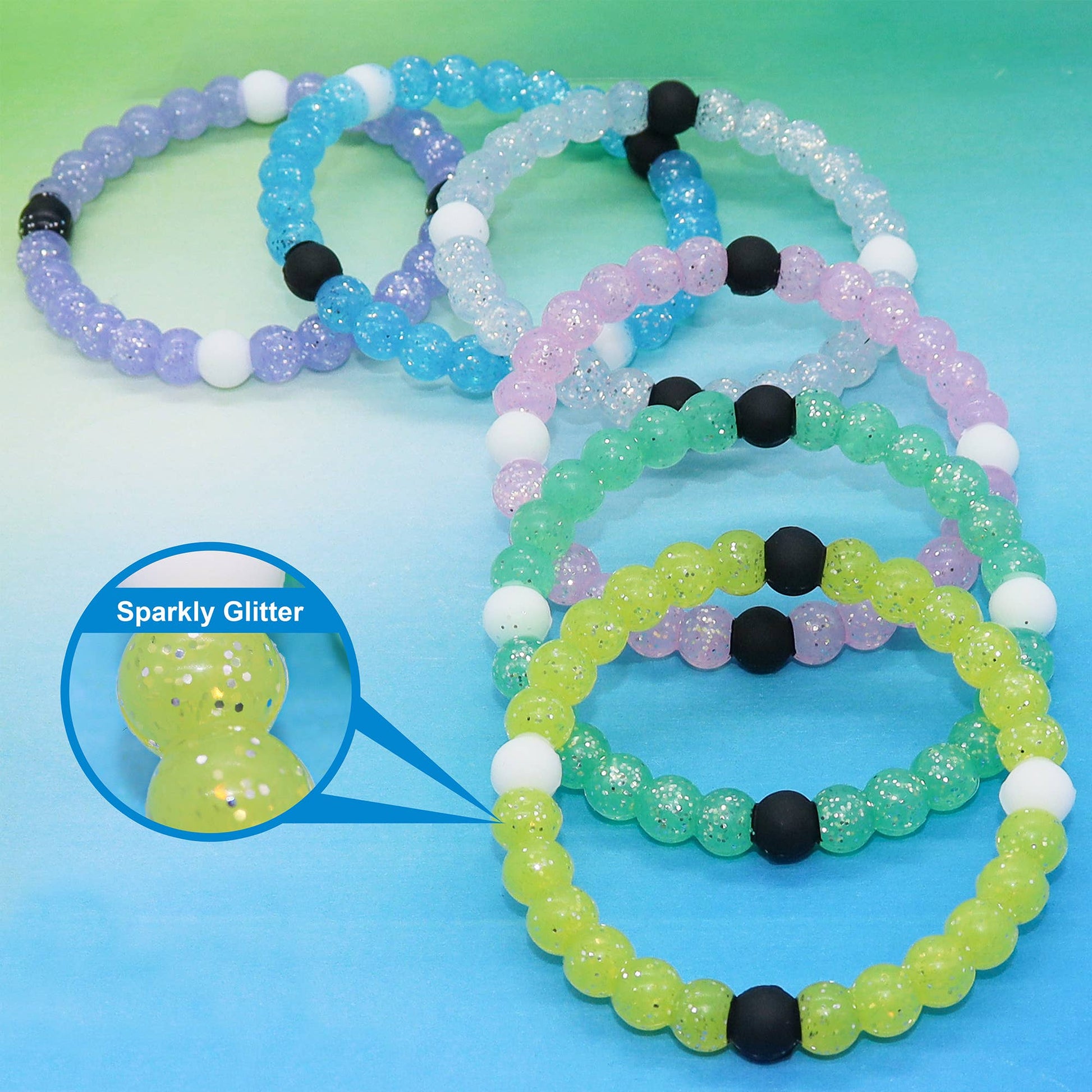 Glitter Silicone Beaded Bubble Bracelets - Assorted Colors - Bria Blair Creative