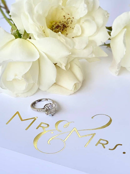 Gold Foil Luxe Mr. & Mrs. Notepad with Acrylic Tray - Bria Blair Creative