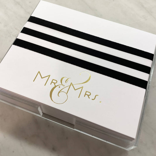 Gold Foil Luxe Mr. & Mrs. Notepad with Acrylic Tray - Bria Blair Creative