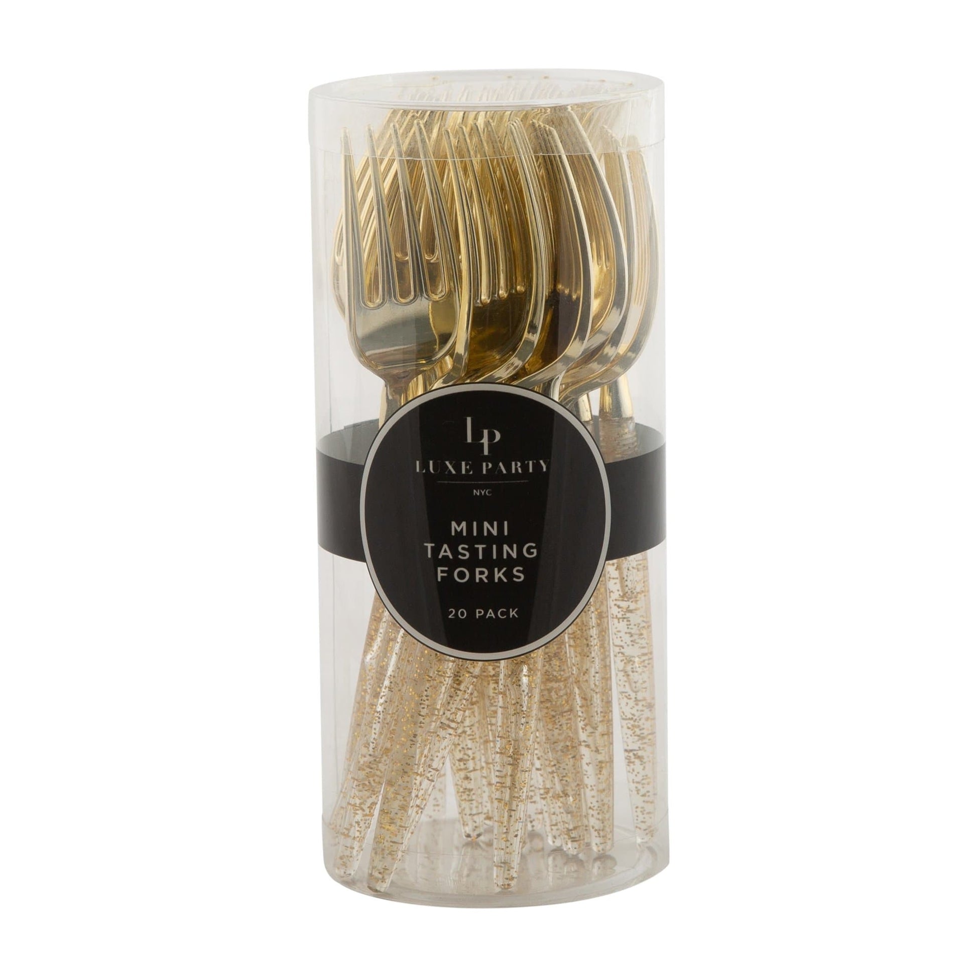 Gold Glitter Plastic Mini Forks | 20 Forks: 20 Mini Forks - Bria Blair Creative