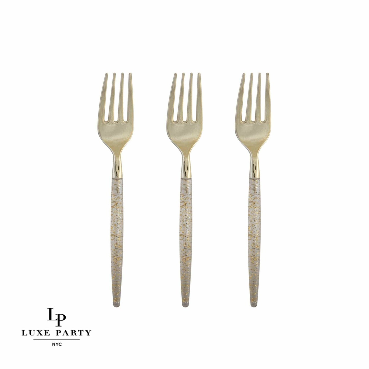 Gold Glitter Plastic Mini Forks | 20 Forks: 20 Mini Forks - Bria Blair Creative