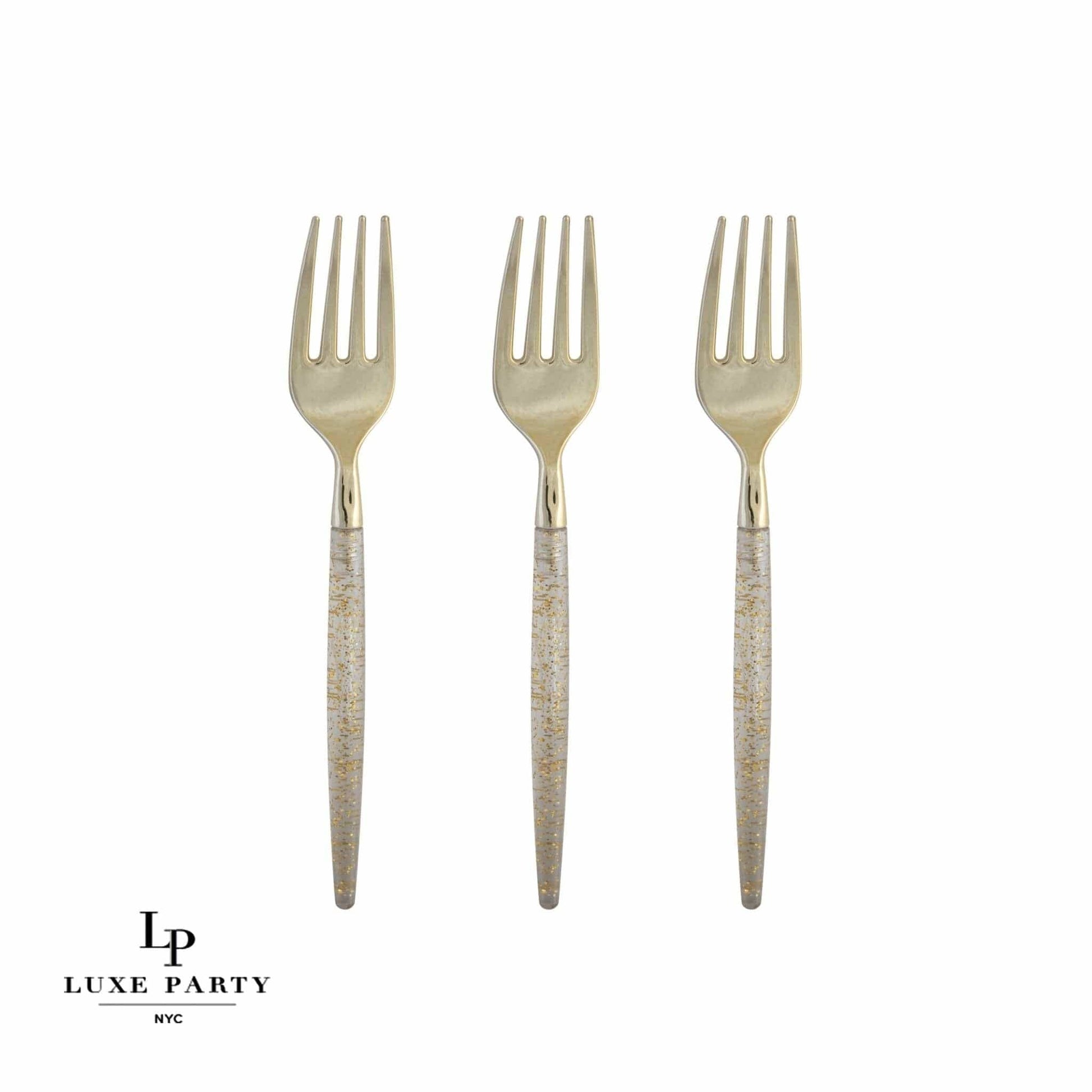 Gold Glitter Plastic Mini Forks | 20 Forks: 20 Mini Forks - Bria Blair Creative