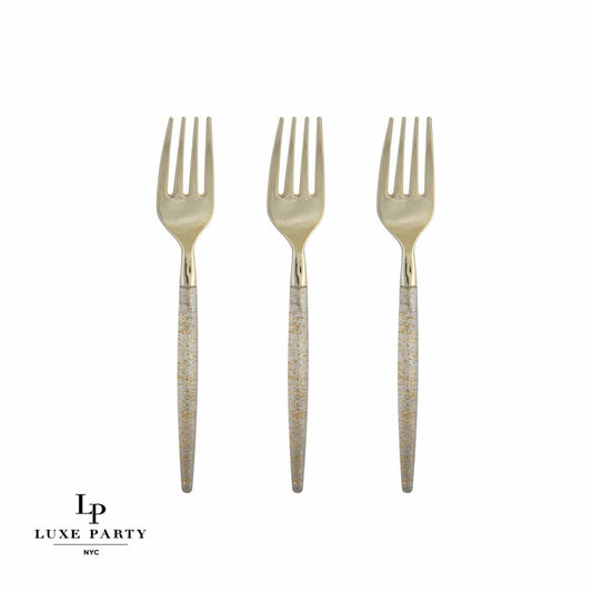 Gold Glitter Plastic Mini Forks | 20 Forks: 20 Mini Forks - Bria Blair Creative