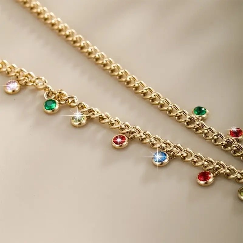 Gold Necklace with Mulicolored Gems - Bria Blair Creative