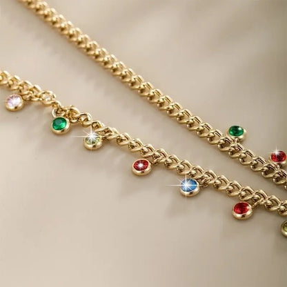 Gold Necklace with Mulicolored Gems - Bria Blair Creative