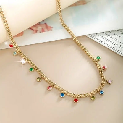 Gold Necklace with Mulicolored Gems - Bria Blair Creative