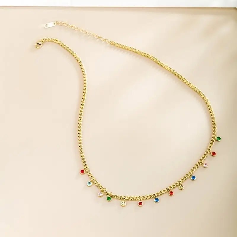 Gold Necklace with Mulicolored Gems - Bria Blair Creative