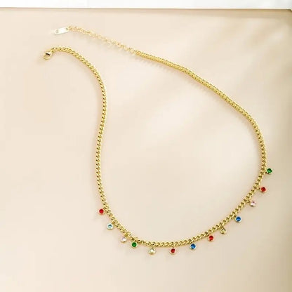 Gold Necklace with Mulicolored Gems - Bria Blair Creative