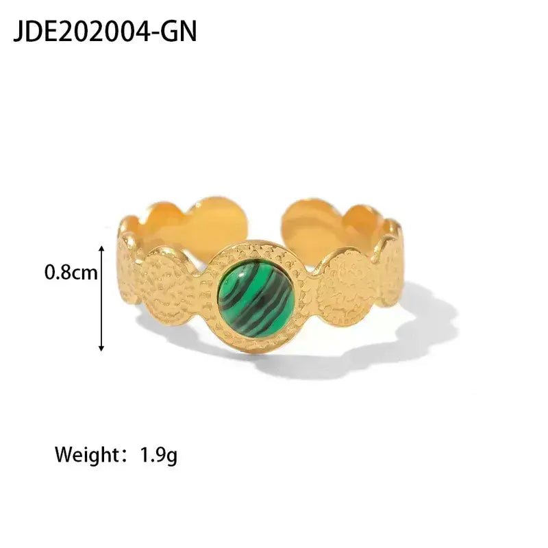 Gold Ring with Green Gem Center - Bria Blair Creative