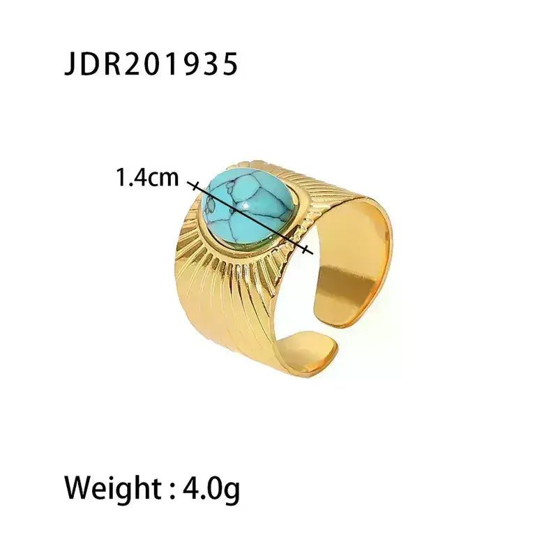 Gold Ring with Green Gem Center - Bria Blair Creative