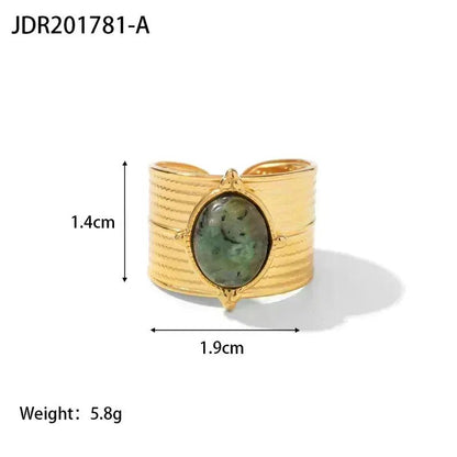 Gold Ring with Green Gem Center - Bria Blair Creative
