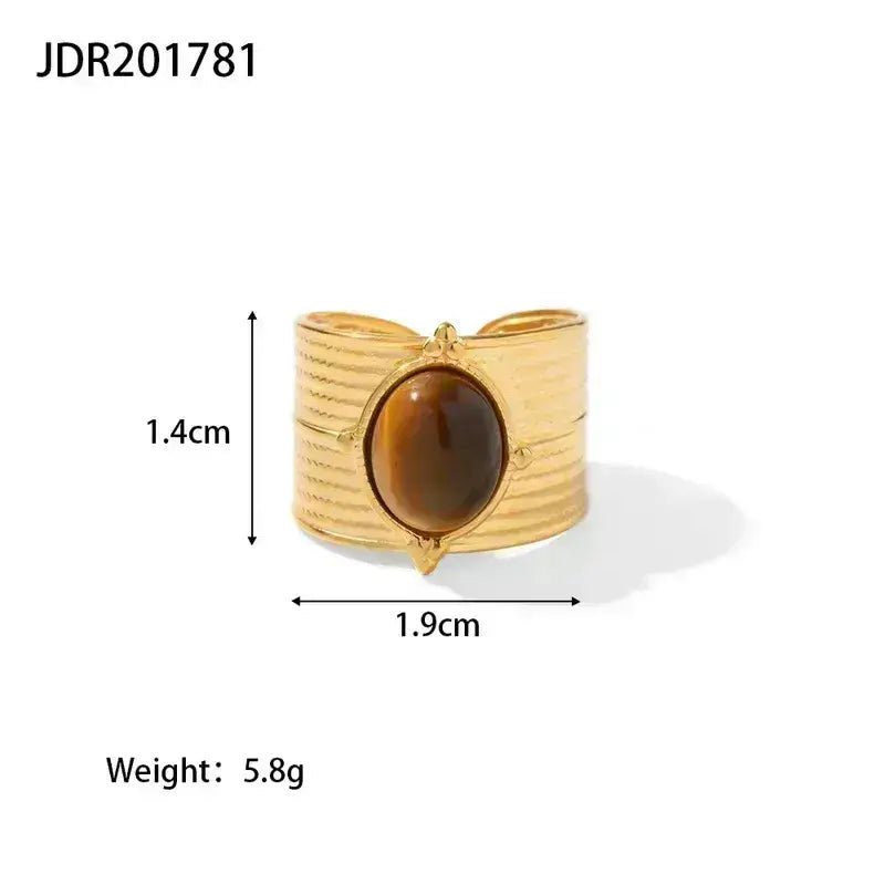 Gold Ring with Green Gem Center - Bria Blair Creative
