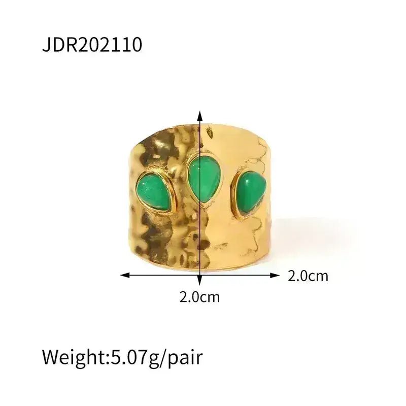 Gold Ring with Green Gem Center - Bria Blair Creative