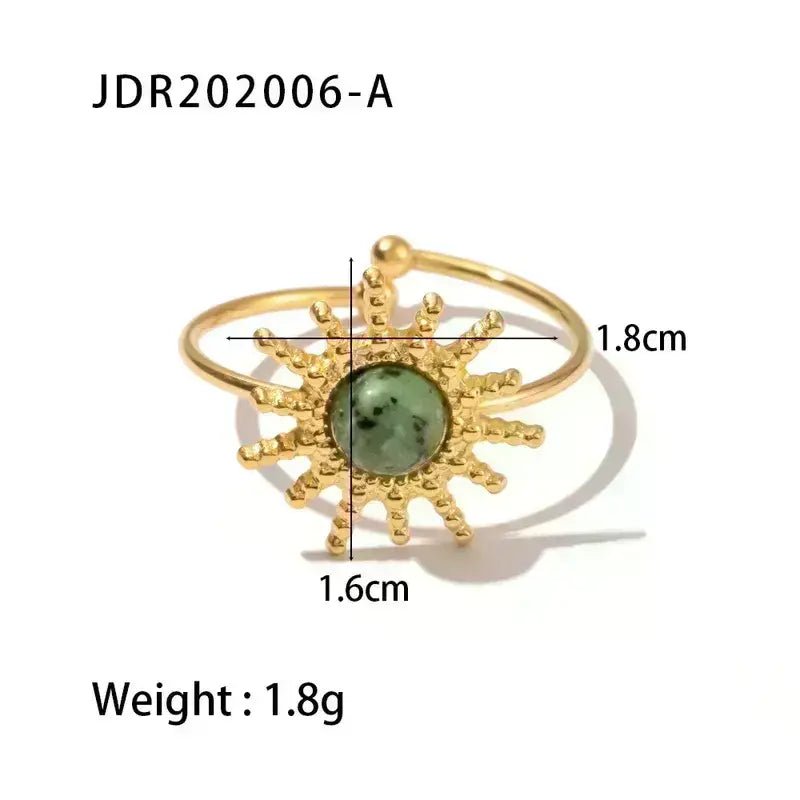 Gold Ring with Green Gem Center - Bria Blair Creative