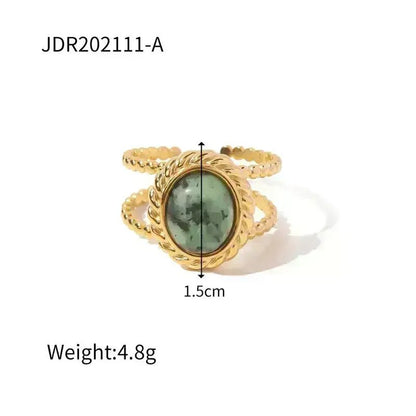 Gold Ring with Green Gem Center - Bria Blair Creative