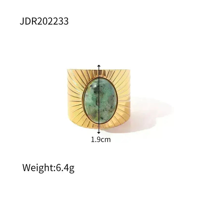Gold Ring with Green Gem Center - Bria Blair Creative