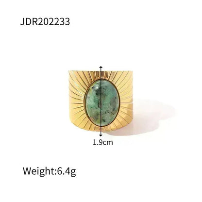 Gold Ring with Green Gem Center - Bria Blair Creative
