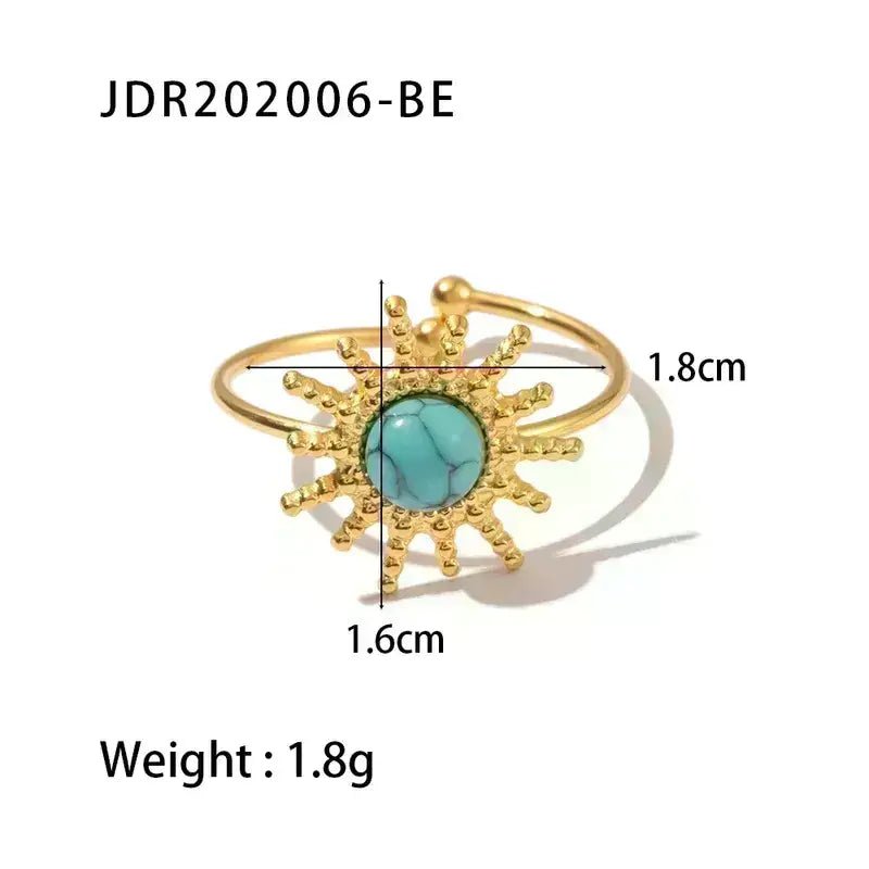 Gold Ring with Green Gem Center - Bria Blair Creative