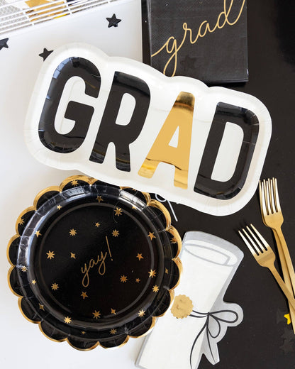 GRAD Shaped Paper Plate - Bria Blair Creative