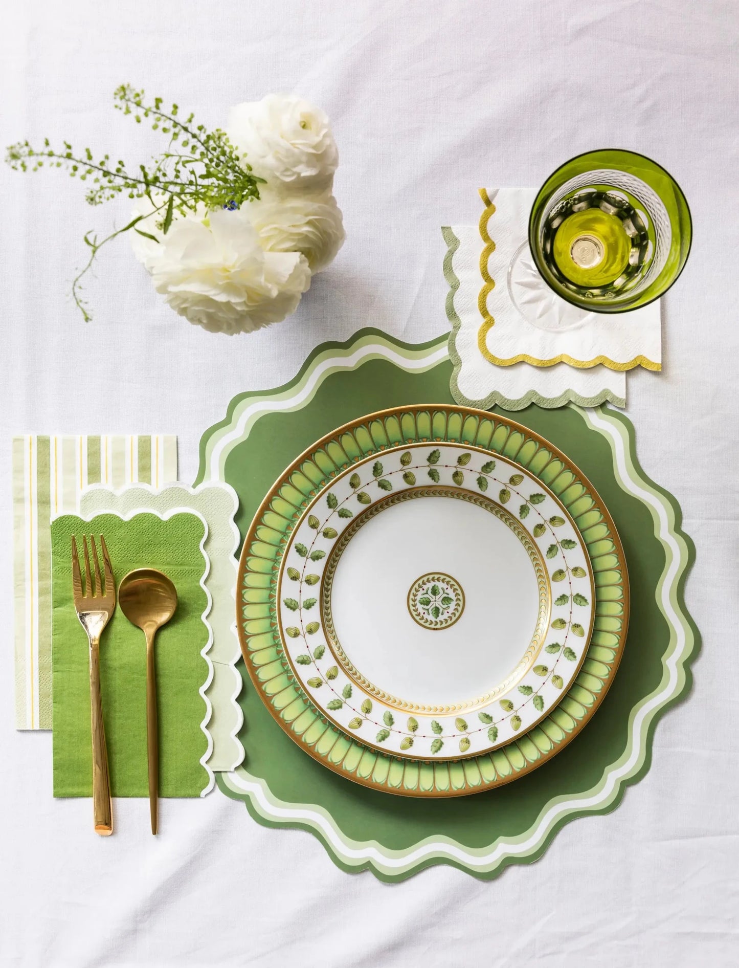 Green Fancy Scallop Paper Placemat - Bria Blair Creative