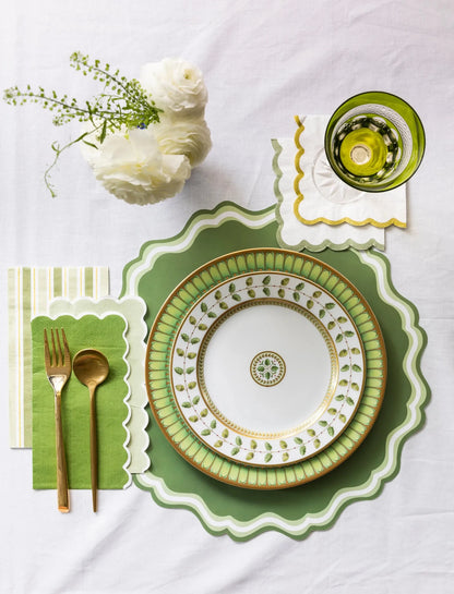 Green Fancy Scallop Paper Placemat - Bria Blair Creative