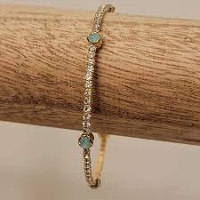 Green Stone and Rhinestone Braclet - Bria Blair Creative