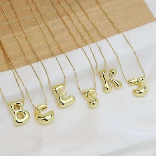 Groovy Large Bubble Initial Alphabet Necklace Pendant: D - Bria Blair Creative