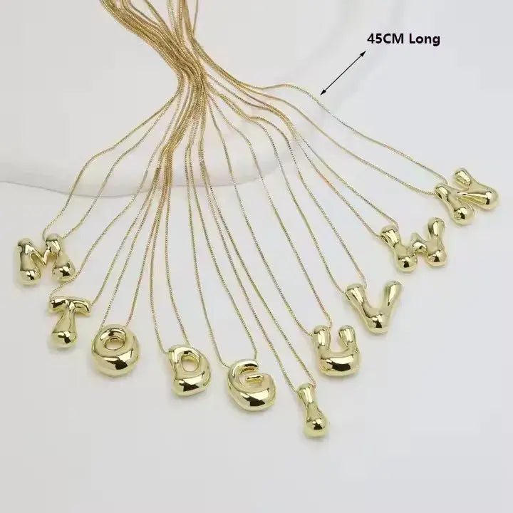 Groovy Large Bubble Initial Alphabet Necklace Pendant: S - Bria Blair Creative