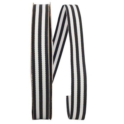 Grosgrain Stripes Ribbon, Black, 5/8 In, 25 Yards - Bria Blair Creative