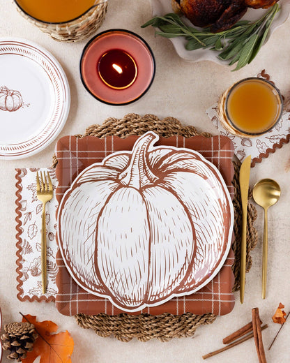 GTH1342 - Pumpkin Line Art Shaped Paper Plates - Bria Blair Creative