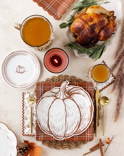 GTH1342 - Pumpkin Line Art Shaped Paper Plates - Bria Blair Creative