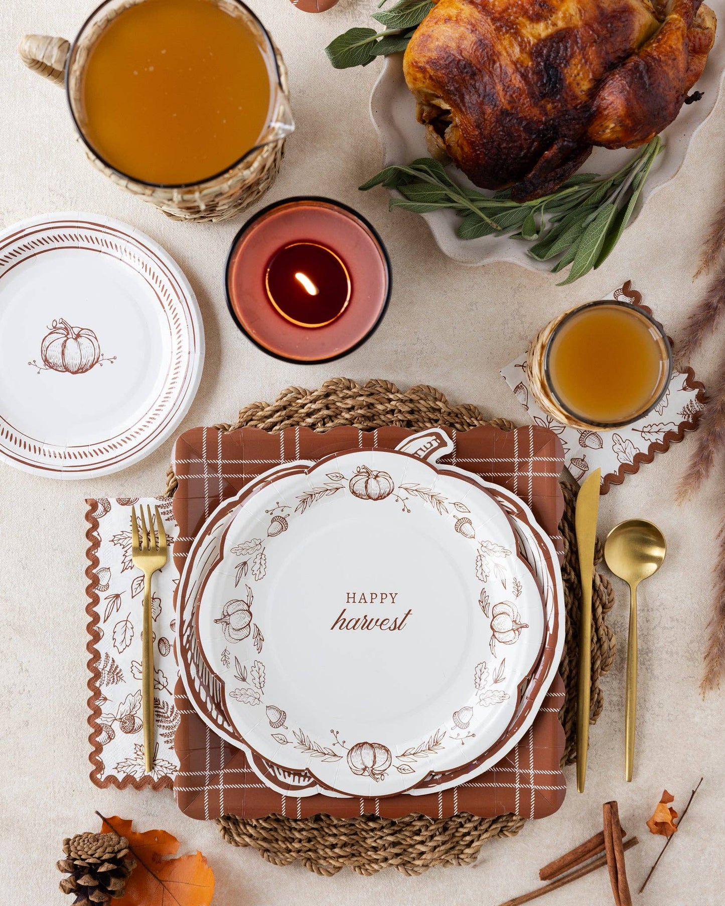 GTH1342 - Pumpkin Line Art Shaped Paper Plates - Bria Blair Creative