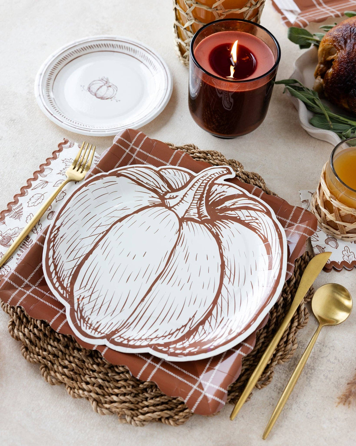 GTH1342 - Pumpkin Line Art Shaped Paper Plates - Bria Blair Creative