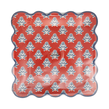 HAM1243 - Red Block Floral Paper Plate - 9" - Bria Blair Creative