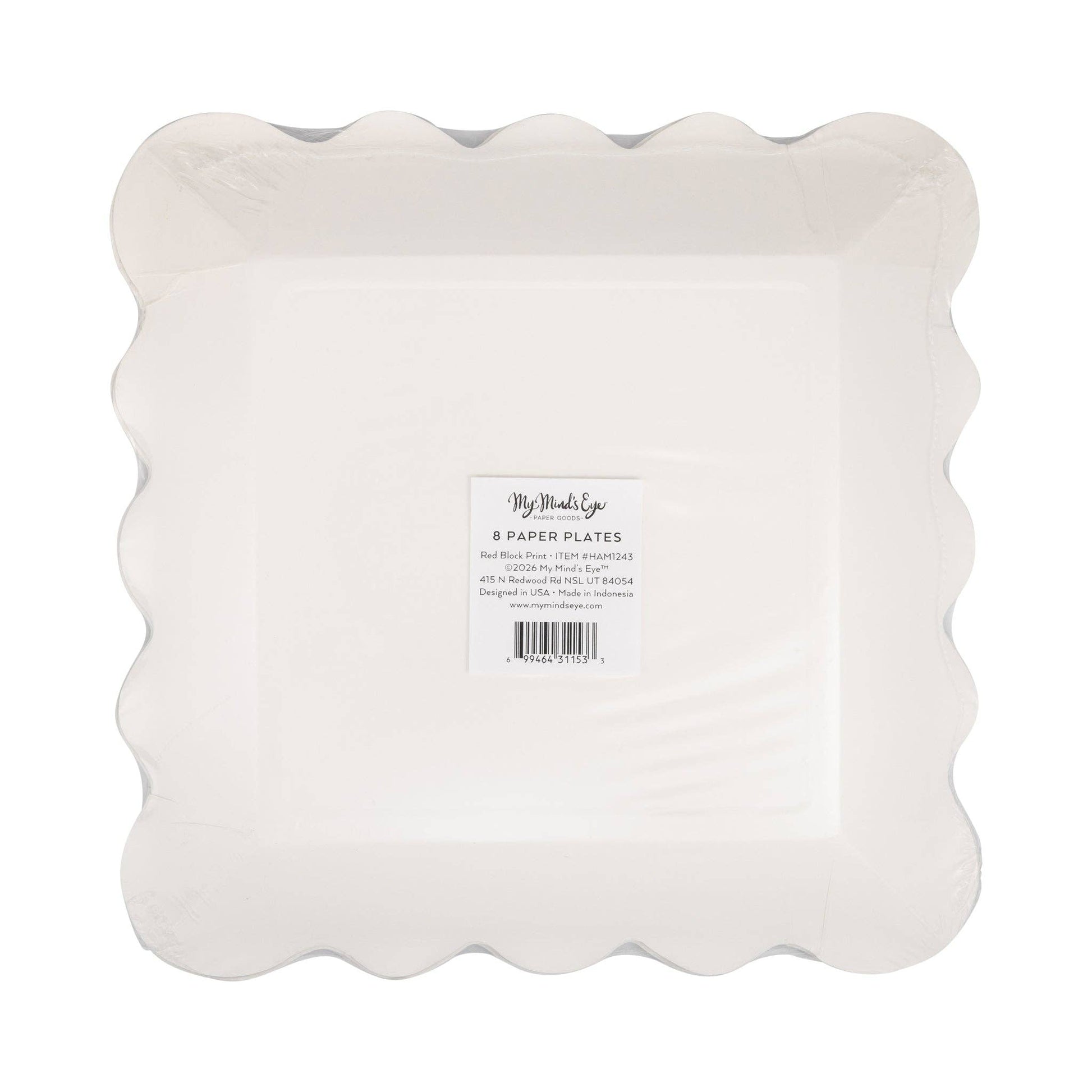 HAM1243 - Red Block Floral Paper Plate - 9" - Bria Blair Creative