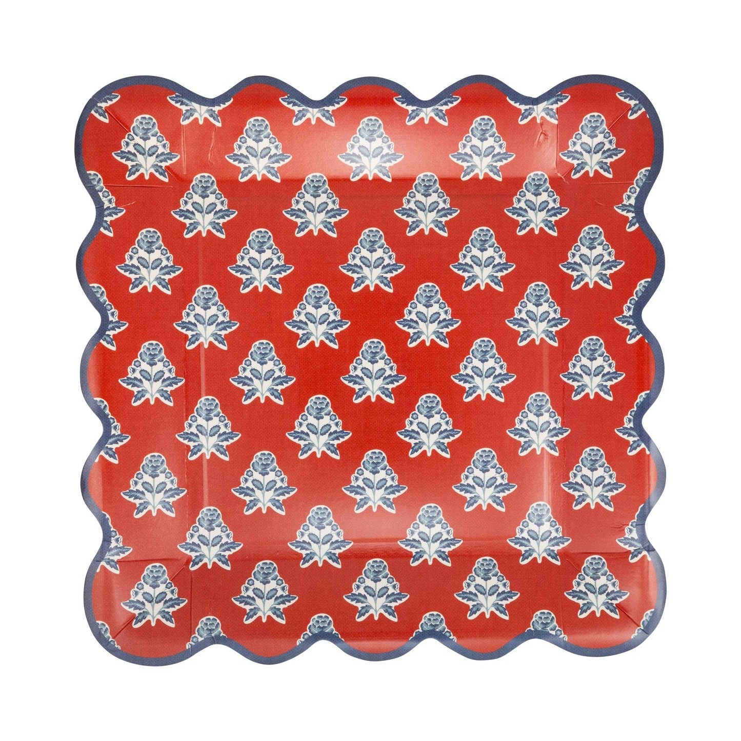 HAM1243 - Red Block Floral Paper Plate - 9" - Bria Blair Creative