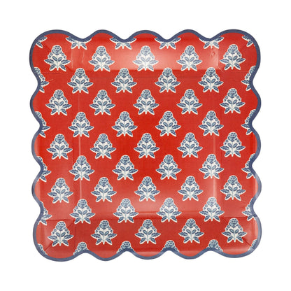 HAM1243 - Red Block Floral Paper Plate - 9" - Bria Blair Creative