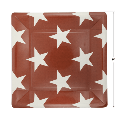 Hamptons Square Red Star Paper Plate - Bria Blair Creative