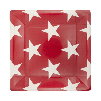 Hamptons Square Red Star Paper Plate - Bria Blair Creative