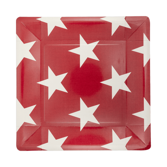 Hamptons Square Red Star Paper Plate - Bria Blair Creative