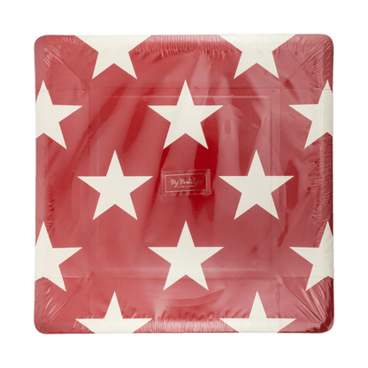 Hamptons Square Red Star Paper Plate - Bria Blair Creative