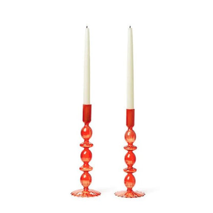 Hand - Blown Glass Candlesticks Assorted - Red or Green - Bria Blair Creative