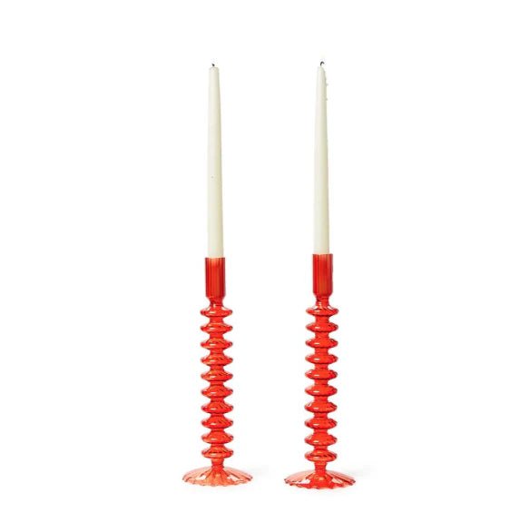 Hand - Blown Glass Candlesticks Assorted - Red or Green - Bria Blair Creative