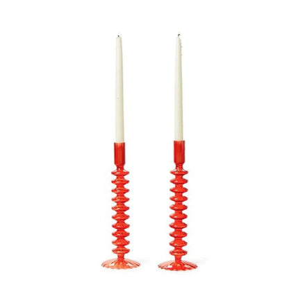 Hand - Blown Glass Candlesticks Assorted - Red or Green - Bria Blair Creative