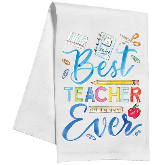 Handpainted Best Teacher Ever Kitchen Towel - Bria Blair Creative