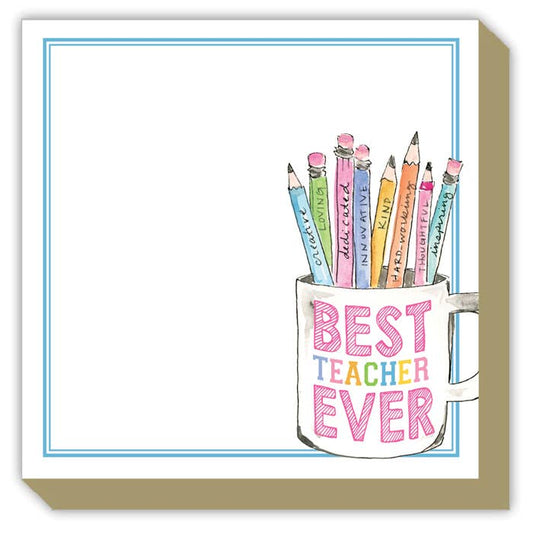 Handpainted Best Teacher Ever Pencil Cup Luxe Notepad - Bria Blair Creative