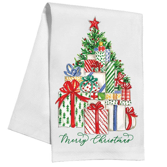 Handpainted Merry Christmas Tree Kitchen Towel - Bria Blair Creative